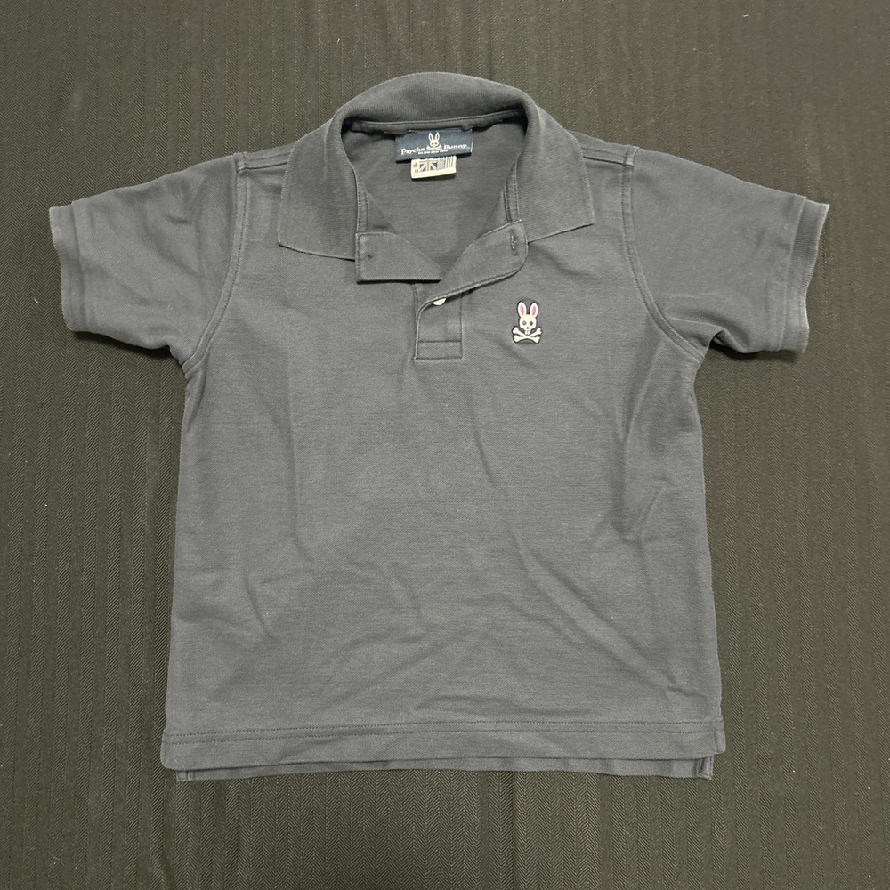 Psycho Bunny Kids Navy Blue Pima Cotton Pique Polo Shirt Size S 7/8